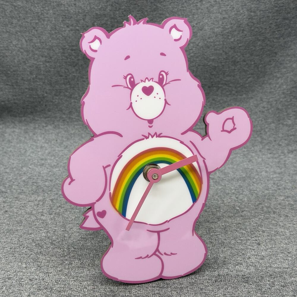 Care Bear Cheer Bear Analog Table Top Clock Kidcore Kawaii Pastel Decor WORKS
